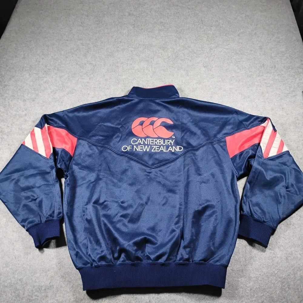 Canterbury of New Zealand Vintage Track Jacket Men's L Navy Blue Red Color block